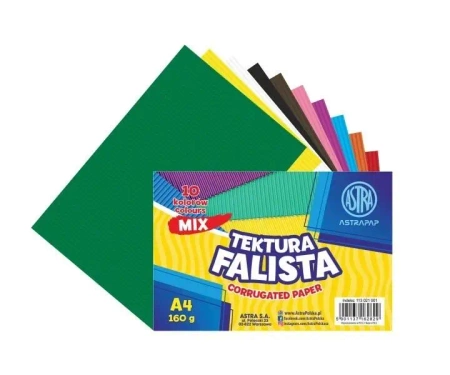 Tektura falista A4 160g 10 kolorów ASTRA - ASTRA papiernicze