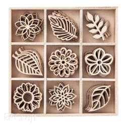 Kształty z drewna liście 45szt - Dalprint dpCraft