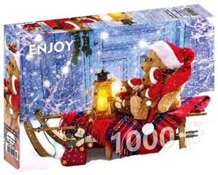 Puzzle 1000 Pluszowe misie z czapkami Mikołaja - Enjoy