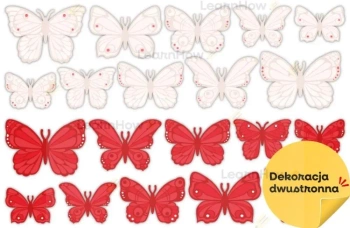 Dekoracja patriotyczna motyle biało-czerwone 20el - LearnHow