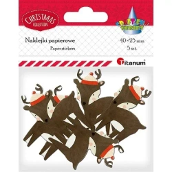 Naklejki papierowe renifery 25x40mm 5szt - Titanum