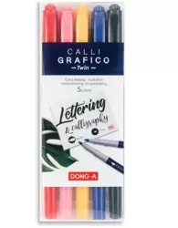 Pisaki do kaligrafi dwustronne pędzelek 5 kolorów - Dong-A