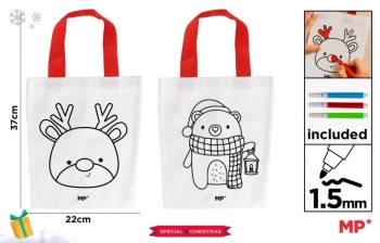 Torba świąteczna do malowania + flamastry - miś... - MP Main Paper