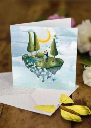 Karnet kwadrat z latającym motylkiem Ślub Wyspa - Cozywood