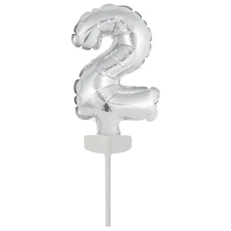 Balon foliowy mini cyfra 2 srebrna 8x12cm - Amscan