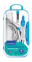 Zestaw szkolny geometryczny 7el niebieski - STARPAK