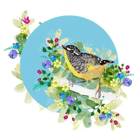 Karnet Swarovski kwadrat CL2007 Żólty ptaszek - Clear Creations