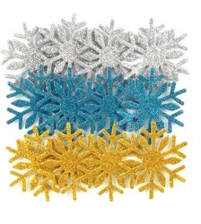 Naklejki z pianki brokat śnieżynki 12szt - Dalprint dpCraft