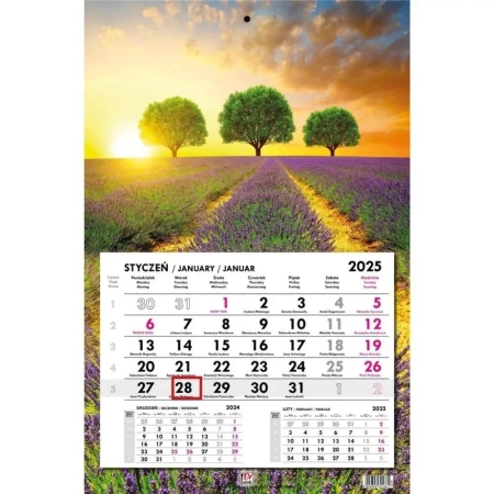 Kalendarz 2025 jednodzielny płaski Prowansja - EV-Corp