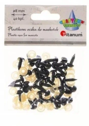 Oczy do maskotek plastikowe 8mm z mocowaniem 50szt - Titanum