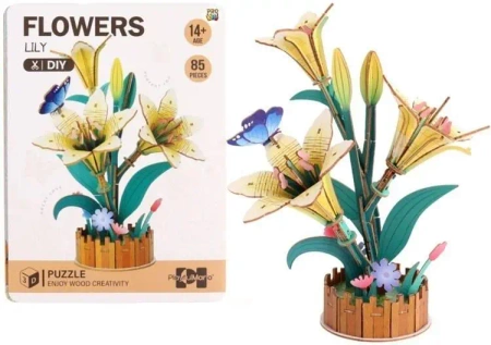 Puzzle 3D drewniane kwiaty lilie - Pro Kids