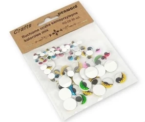 Ruchome oczka samoprzylepne kolorowe mix 80szt - Penword