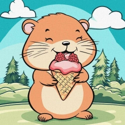 Malowanie po numerach - Lato.Chomik z lodami 25x25 - Ideyka