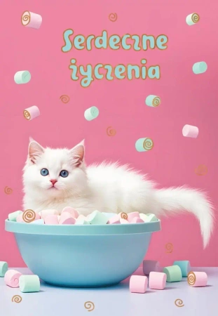 Kartka okolicznościowa W dniu urodzin kot - Trend