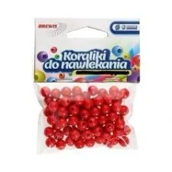 Koraliki do nawlekania czerwone+ sznurek 8mm 16g - Brewis