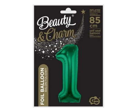 Balon foliowy B&C cyfra 1 zieleń butelkowa 85cm - Godan