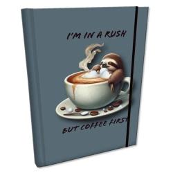 Notes B6 kratka z gumką Soft Touch Leniwiec Kawa - EV-Corp