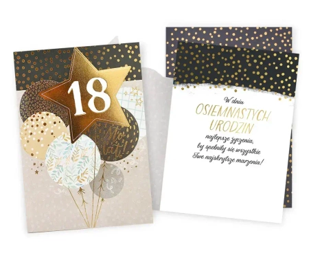 Karnet B6 z okazji 18 urodzin