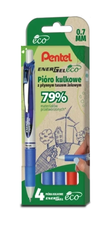 Zestaw piór kulkowych Pentel EnerGel BL77E-ECO 4 szt.