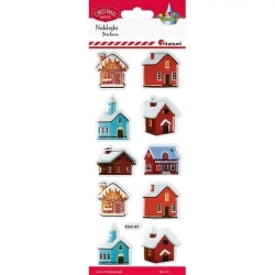 Naklejki wypukłe miękkie domki w śniegu 10szt - Titanum