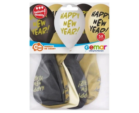 Balony Premium Hel Happy New Year 5szt - Godan