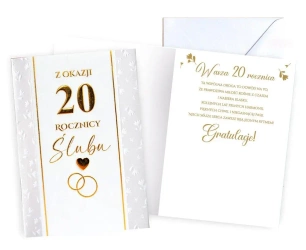 Karnet Rocznica ślubu 20 - Kukartka