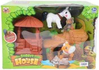 Zestaw 2 zwierząt z domkiem i drzewem - Merkpol