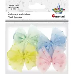 Aplikacje materiałowe kokardki 55x50mm 4szt - Titanum