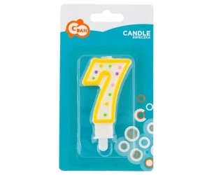 Świeczka cyfra 7 z kropeczkami 7.5cm - Godan