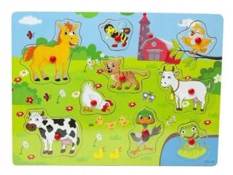 Puzzle drewniane z uchwytami wiejskie zwierzęta - Maksik