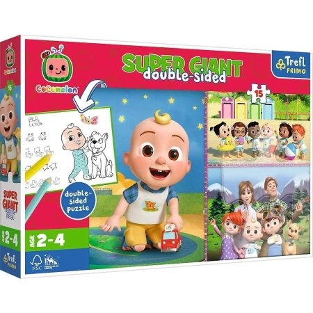 Puzzle 15 Giant Cocomelon, Wesoły dzień przyjaciół - Trefl