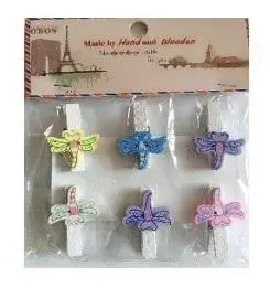 Klamerki ozdobne zwierzęce ważki 6szt - Galeria Hobby