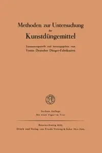 Methoden Zur Untersuchung Der Kunstdungemittel - Verein Deutscher Dunger-Fabrikanten