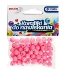 Koraliki do nawlekania różowe + sznurek 8mm 16g - Brewis