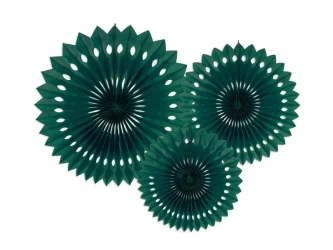 Rozety dekoracyjne ciemne zielone 20-30cm - PartyDeco