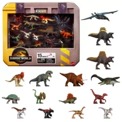 Mattel Jurassic World Odrodzenie Minis Dinozaury Minifigurki Wielopak Zestaw 15 Minifigurek, Jgb53 Wb3