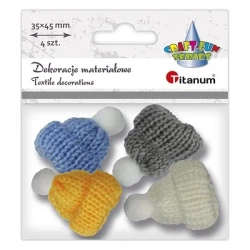Czapeczki włóczkowe z pomponem 4szt - Titanum