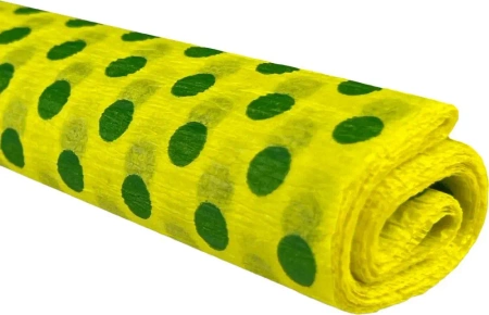 Paczka Bibuła marszczona 50x200 kropki zielone na cytrynowym 10 rolek - TYMOS