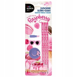 Ołówki zapachowe +gumki malinowy sernik KIDEA - DERFORM