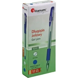 Długopis żelowy 0,5mm niebieski (12szt) - Titanum