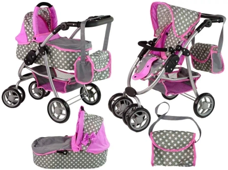 Wózek dla lalek spacerówka 2w1 gondola - Leantoys