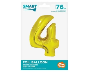 Balon foliowy cyfra 4 złota Smart 76cm - Godan