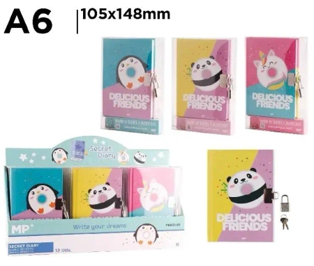 Notes A6 zamykany na kłódkę MIX - MP Main Paper