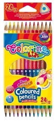 Kredki ołówkowe trójkątne dwukolorowe Colorino Kids 12 sztuk 24 kolory - PATIO