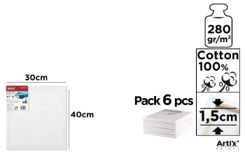 Podobrazie 30x40x1,5cm 280G/m2 (6szt) - Artix