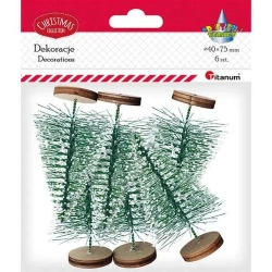 Drzewka plastikowe Choinki 75x45mm 6szt zielone - Titanum
