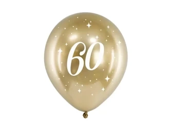 Balony Glossy 60-tka 30cm złote 6szt - PartyDeco
