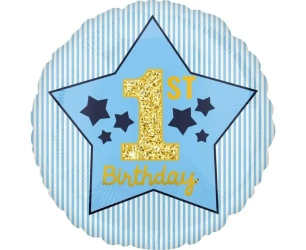 Balon foliowy 1st Birthday niebieski 48cm - Godan