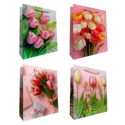 Torebka prezentowa uniwersal L Tulipany metal mix - Ju-Piter