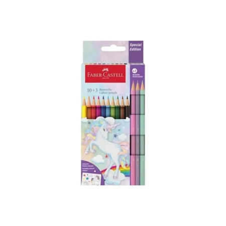 Kredki sześciokątne Unicorn 10+3 kol. - Faber Castell